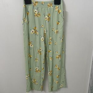 Floral Yellow Women's Wide Leg Pants
